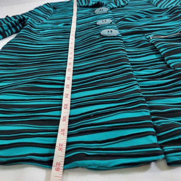 Come N See Button Green Black Striped Tunic Womens Small Jacket  - Picture 12 of 16
